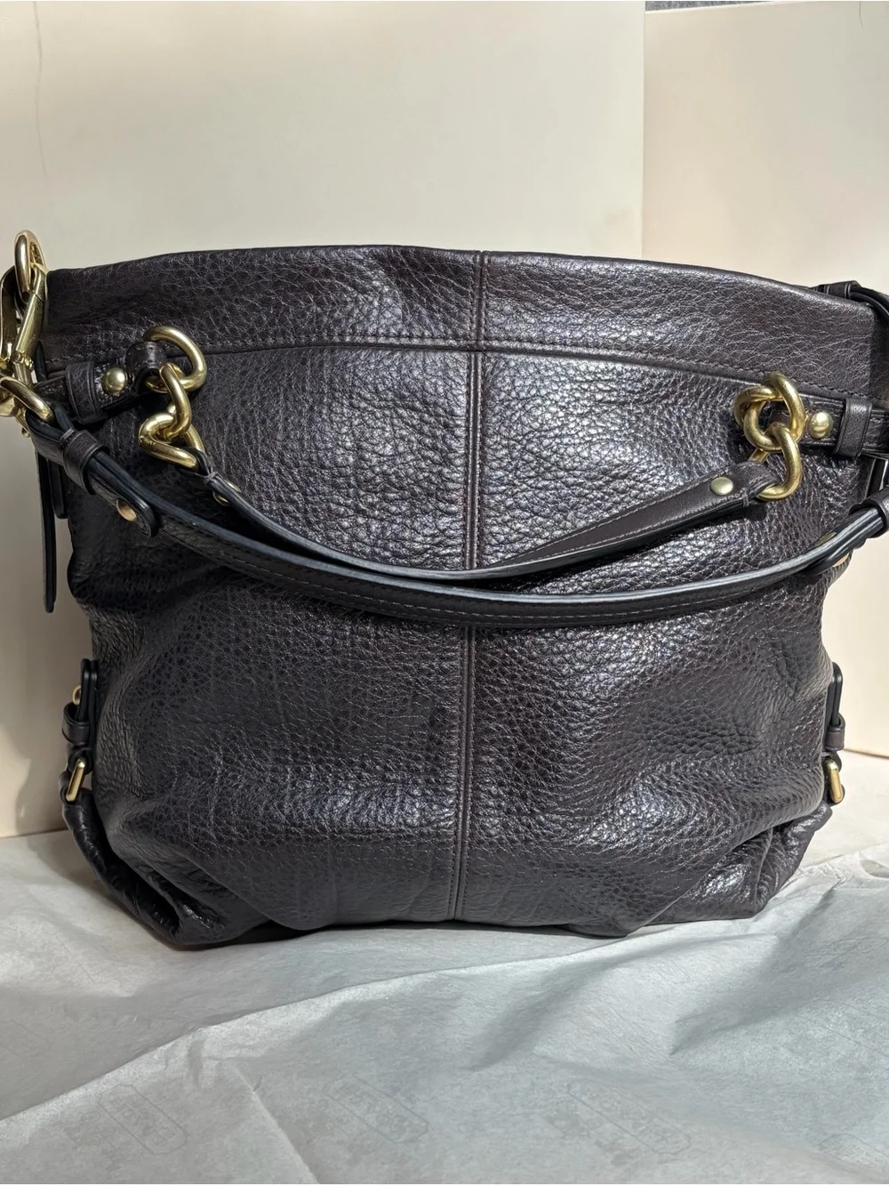Vintage Coach Mahogany Brooke Leather Hobo Shoulder Bag Brass Hardware NWT